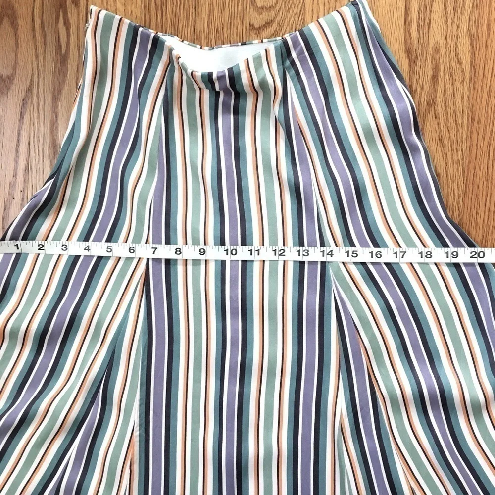 Anthropologie Maeve Silky Freya striped Freya Button lagenlook Midi Skirt 0/W26